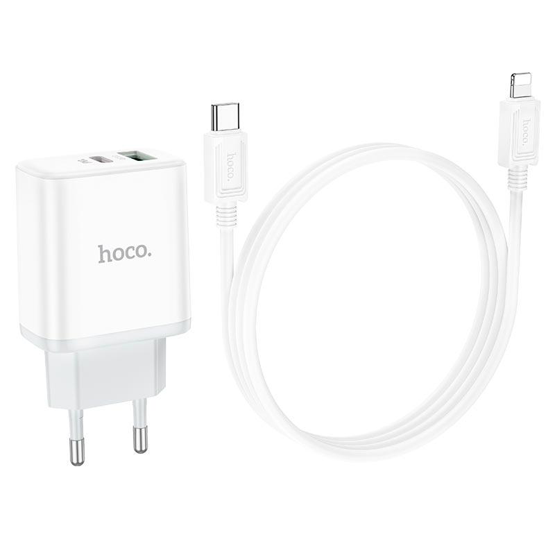 Зарядное устройство с кабелем Hoco Type-C для Lightning Dual Port C105A 1USB 1Type-C 20W 3 A PD/QC| (568669)