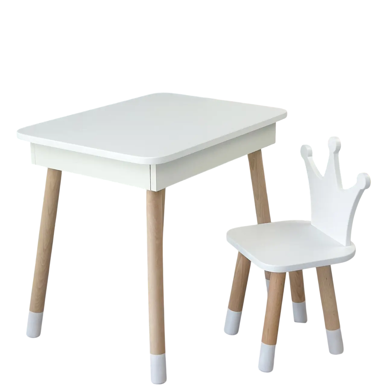 Набор мебели детский столик с нишей для хранения и стульем корона 43652 деревянный 54х60х45 см Белый (150-7-96193)