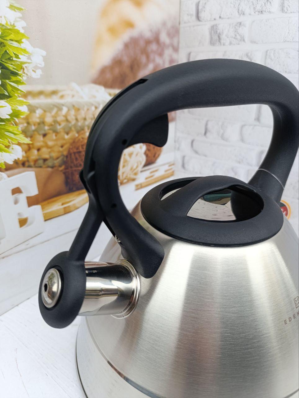 Чайник со свистком Edenberg из нержавеющей стали 3 л Стальной (EB-8828) - фото 2