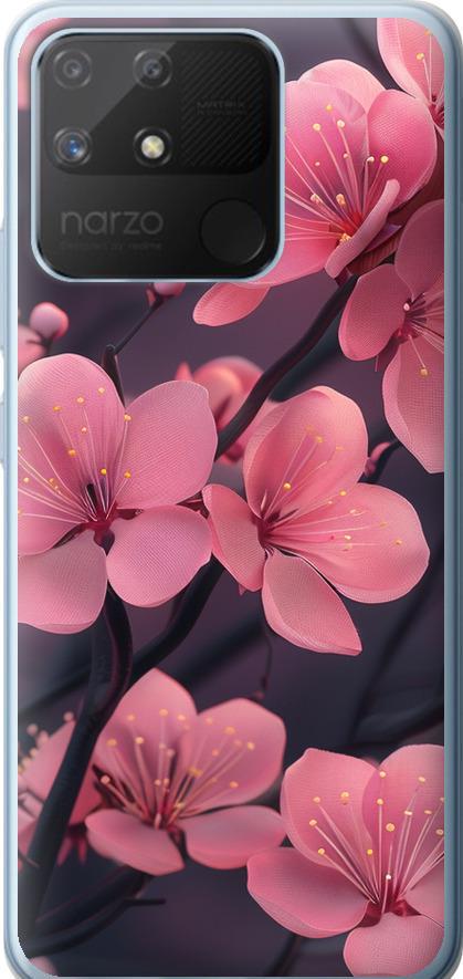Чехол на Realme Narzo 50A Пурпурная сакура (6075u-2514-42517) Чехол на Realme Narzo 50A Пурпурная сакура (6075u-2514-42517)