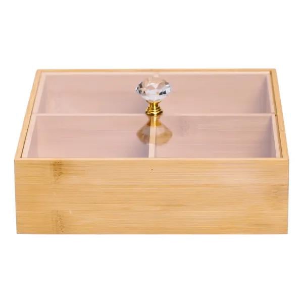 Менажниця бамбукова квадратна з кришкою 22х22х8 см (HB-40-2)