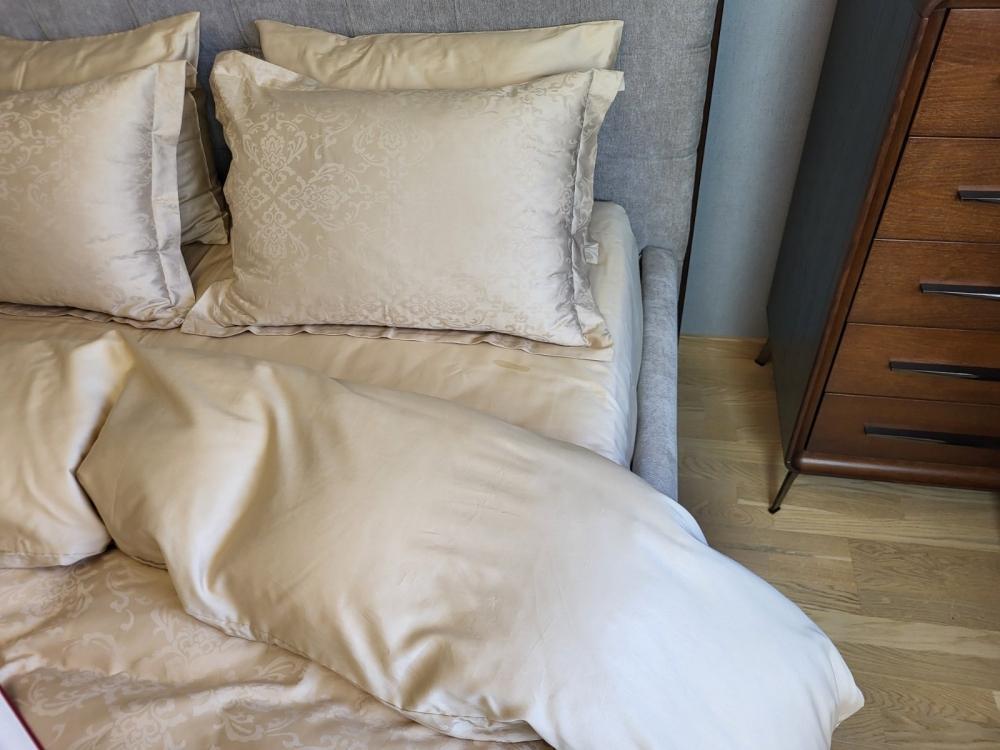 Комплект постільної білизни Мир сатин жакард Premium сімейний/наволочки 50х70/70х70 см Caspe Beige (6107) - фото 5 Комплект постільної білизни Мир сатин жакард Premium сімейний/наволочки 50х70/70х70 см Caspe Beige (6107) - фото 5