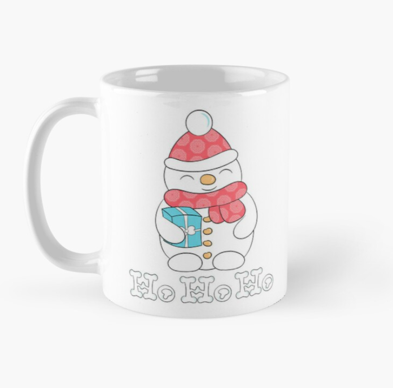 Чашка керамічна з принтом HO HO HO Сніговик 330 мл Білий