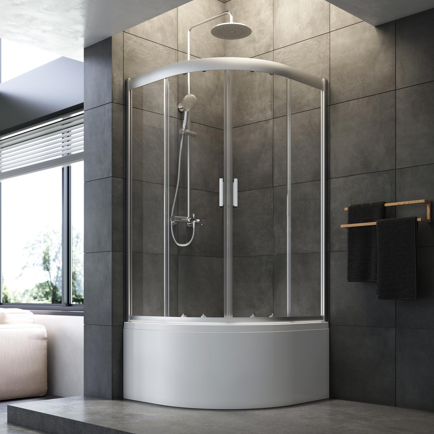 Душевое ограждение AM.PM Gem Deep 1/4 Round без поддона 90х90 см Хром (W90UG-401A9090-MT)