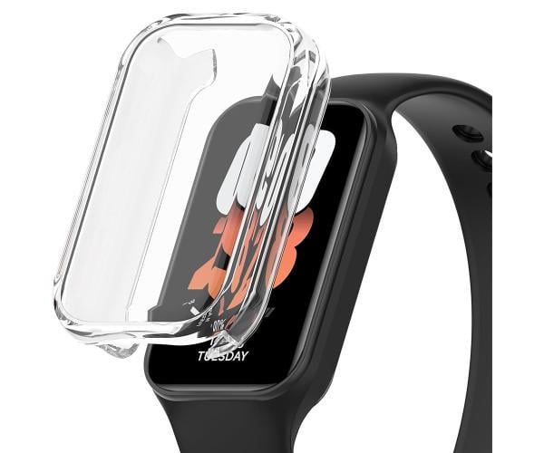 Чехол силиконовый для Xiaomi Mi Band 8 Active с защитой на экран Прозрачный Чехол силиконовый для Xiaomi Mi Band 8 Active с защитой на экран Прозрачный