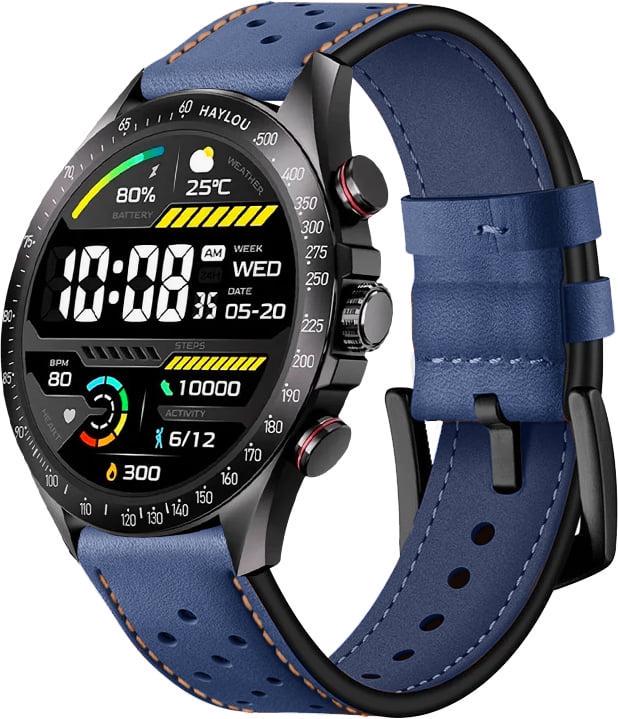 Ремінець шкіряний Classico для Haylou Solar Pro LS18 Blue (40836-28)
