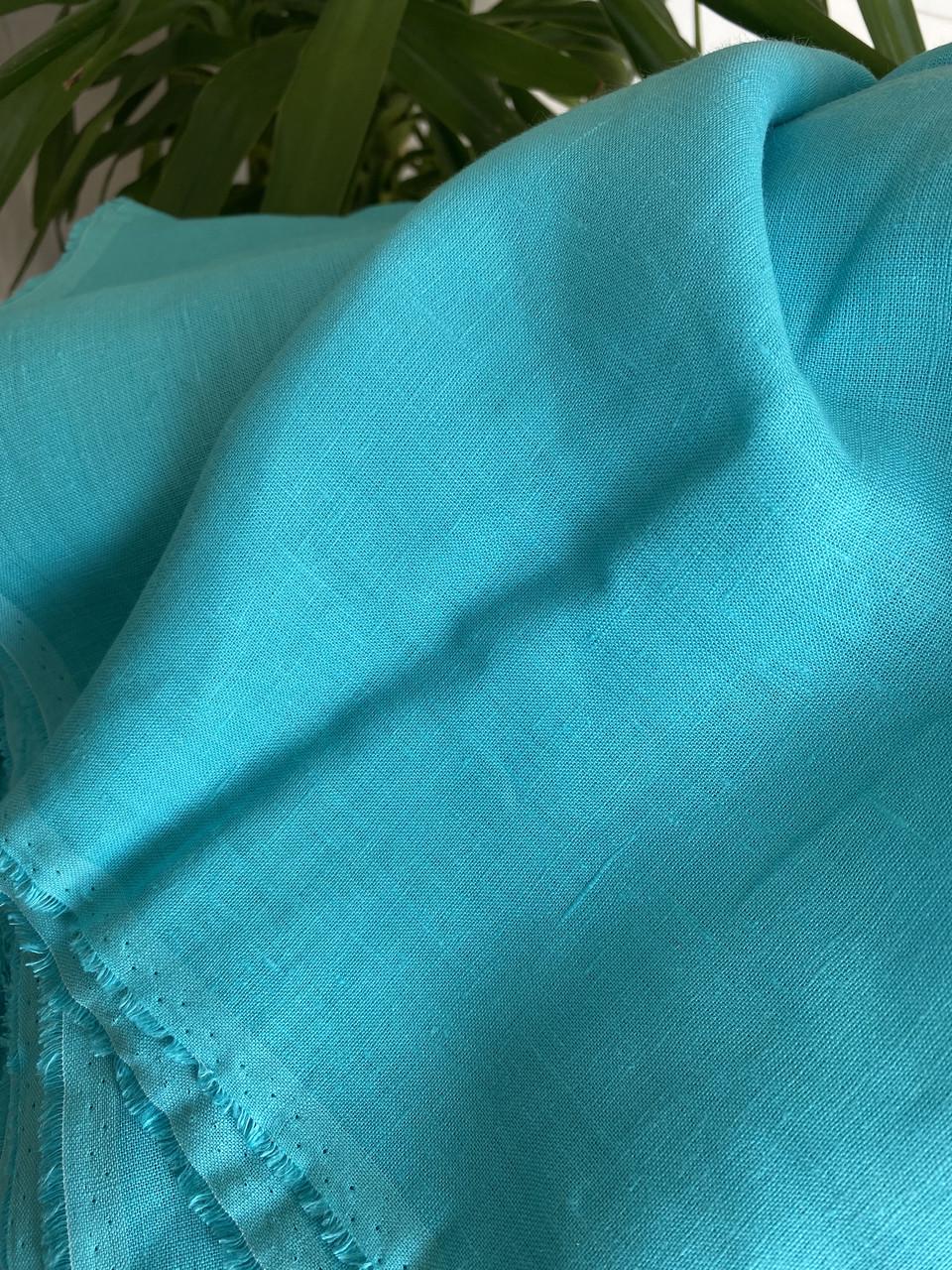 Ткань для пошива постельного белья LINEN PLUS 100% лен 220 см 779 Бирюзовый