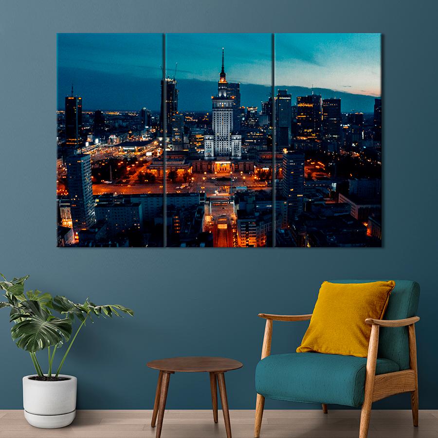 Картина город Знаменитый Дворец культуры и науки в Варшаве 128x81 см (A617-3)