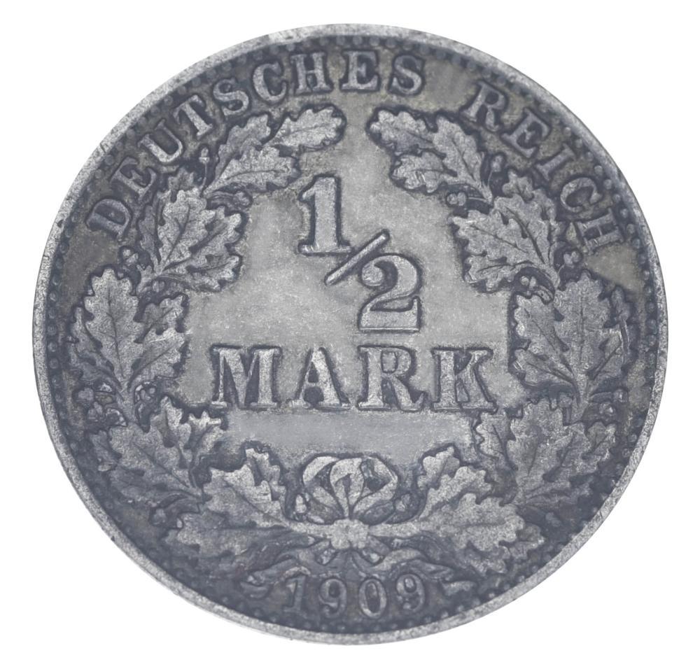 Колекційна монета Німеччина 1/2 марки 1909 срібло F-VF