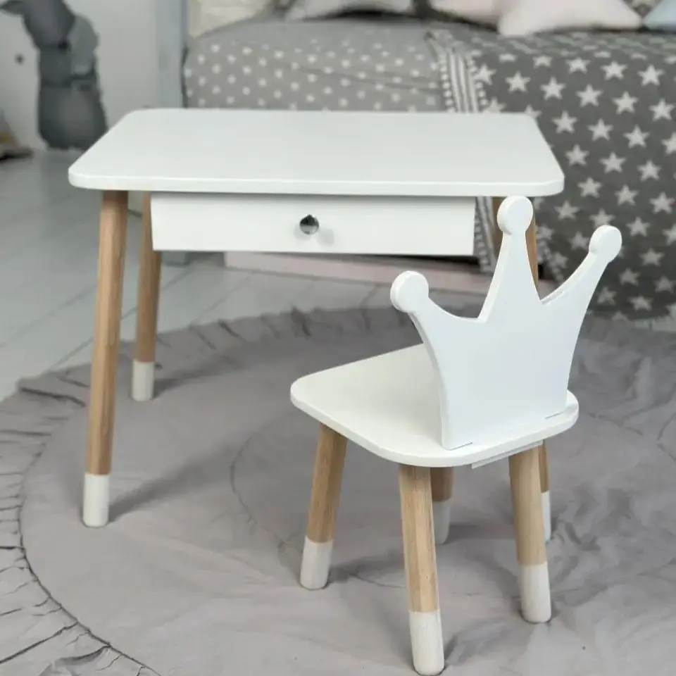 Столик детский со стульчиком и ящиком Корона Белый (7032383)