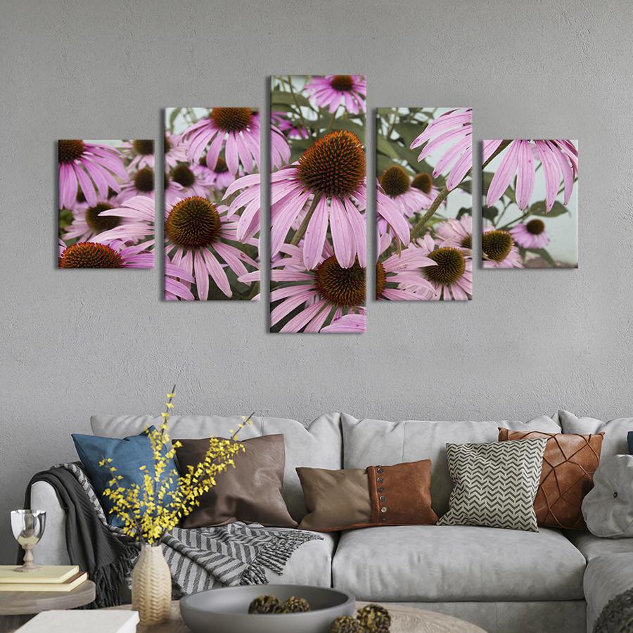 Картина на холсте Цветущая эхинацея пурпурная 112x54 см (898-52)