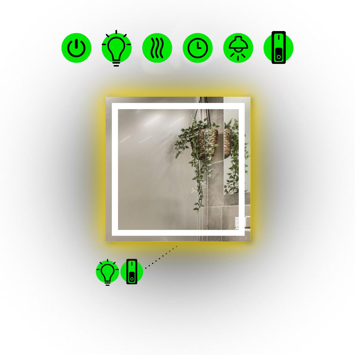 Зеркало Karnet LED с двумя сенсорами/часами/механическим выключателем и подогревом 60x60 см (13550382) Зеркало Karnet LED с двумя сенсорами/часами/механическим выключателем и подогревом 60x60 см (13550382)