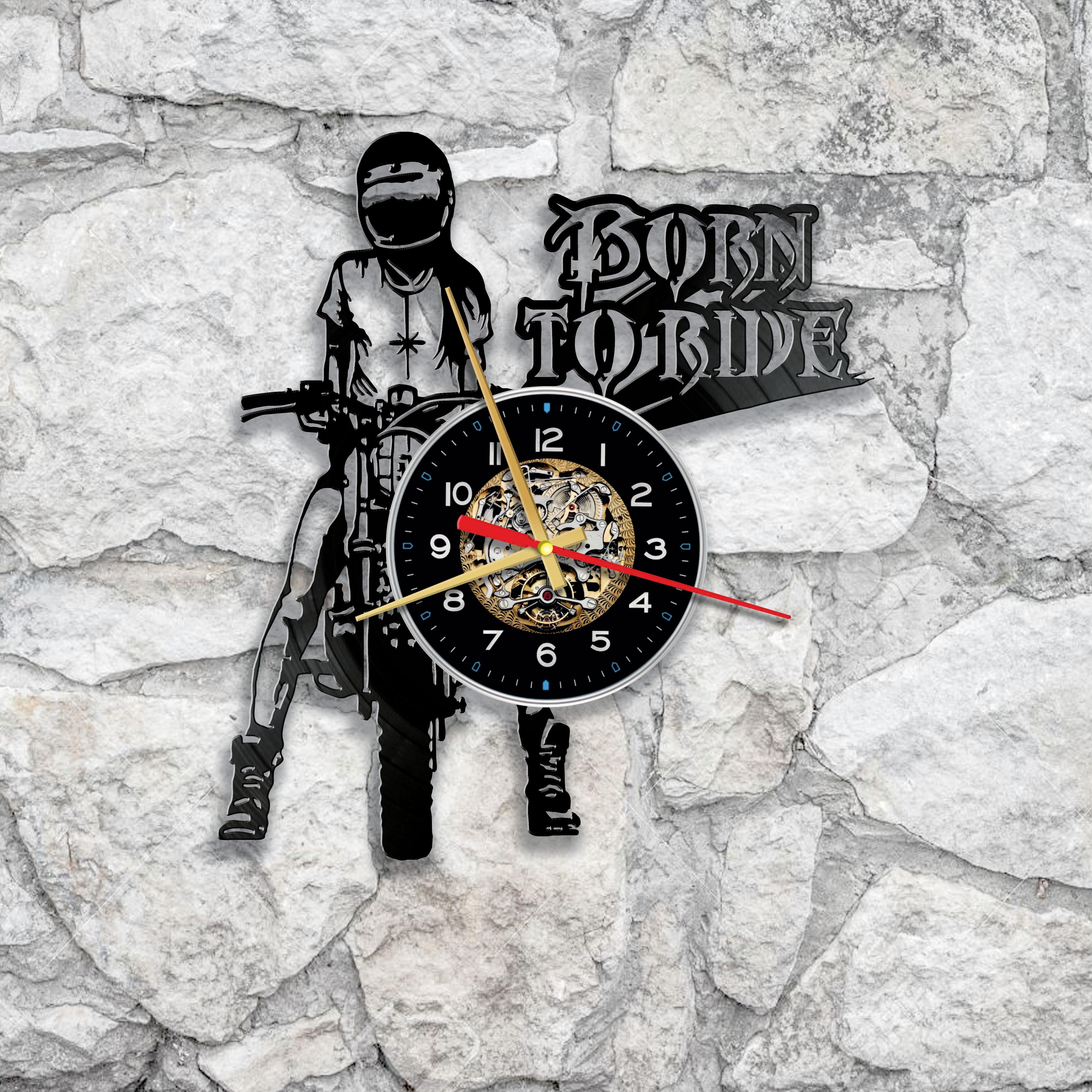 Часы настенные Мотоцикл 3340 из виниловой пластинки