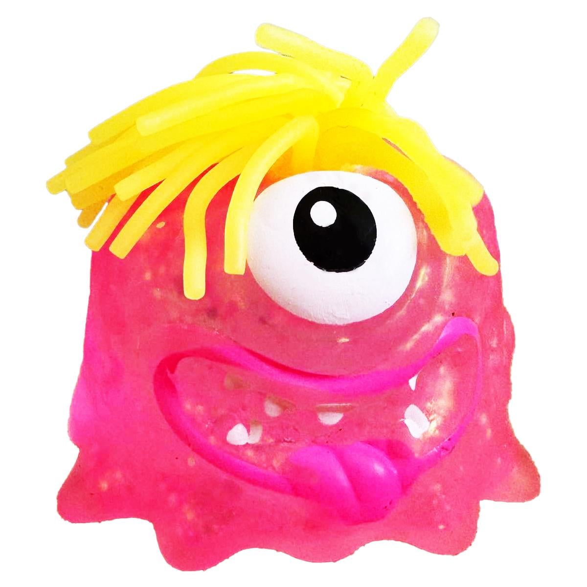 Антистресс Монстрик Волосатик с блестками 7 см Розовый (25932330)