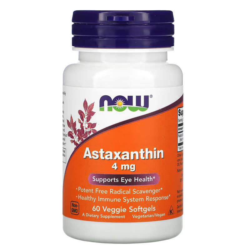 Астаксантин NOW Astaxanthin 4 мг 60 Softgels (NOW-03251)
