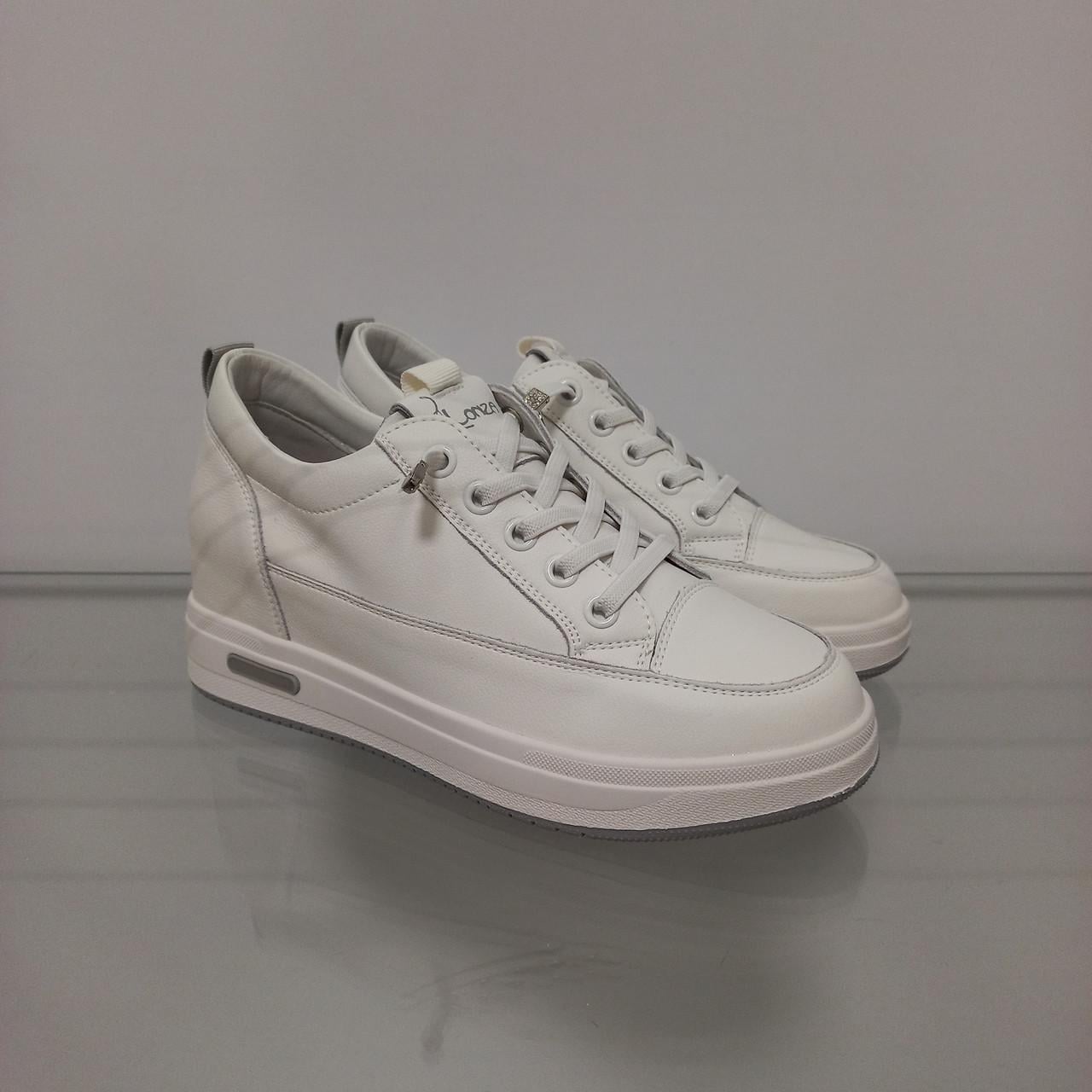 Кросівки жіночі шкіряні на високій платформі р. 38 Білий (33384698)