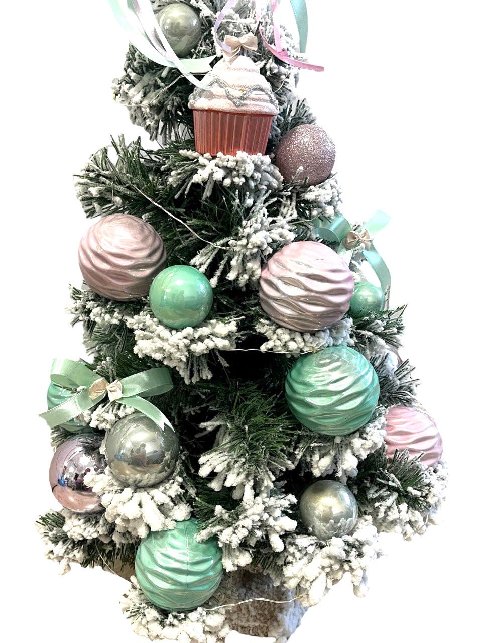 Искусственная елка Воздушная безе заснеженная с декором и гирляндой Роса 3 м х 60 см Мятный/Розовый (2024977401) - фото 3 Искусственная елка Воздушная безе заснеженная с декором и гирляндой Роса 3 м х 60 см Мятный/Розовый (2024977401) - фото 3