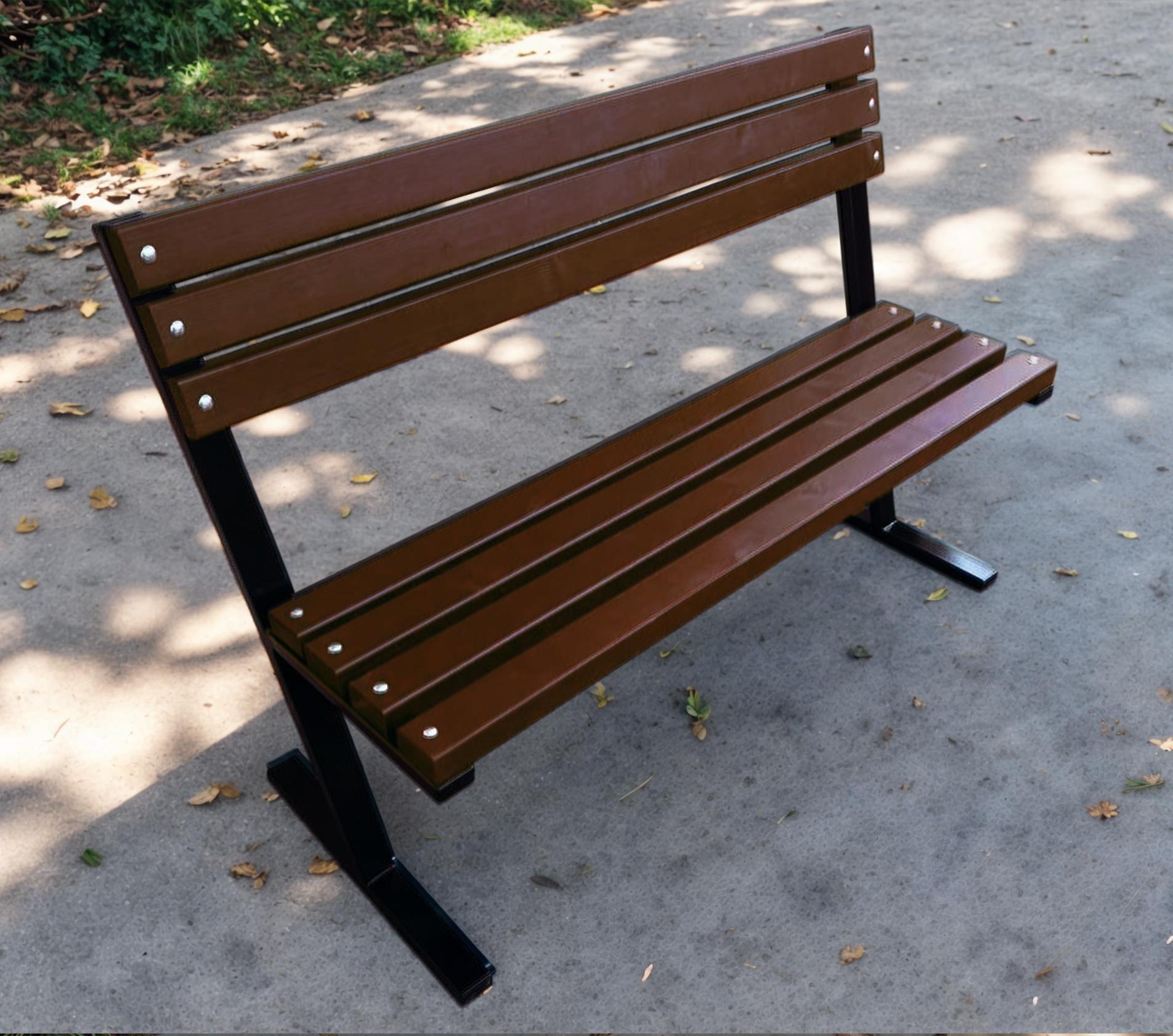 Скамейка садово-парковая ТОБІ ШО Лофт Лайн со спинкой без подлокотников 1 м Каштан (25589295)