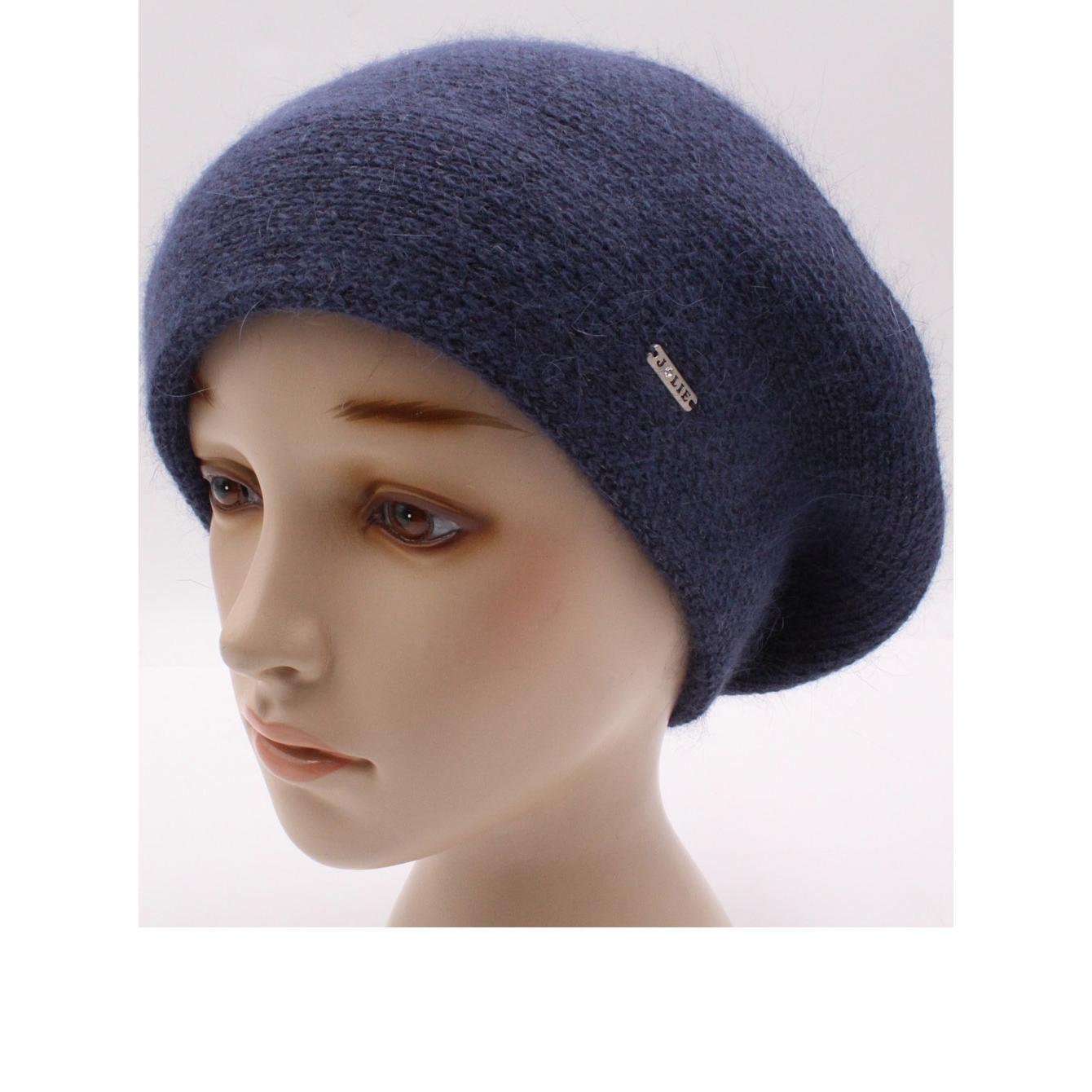 Берет женский ангоровый Leks Сильвия one size Темный джинс