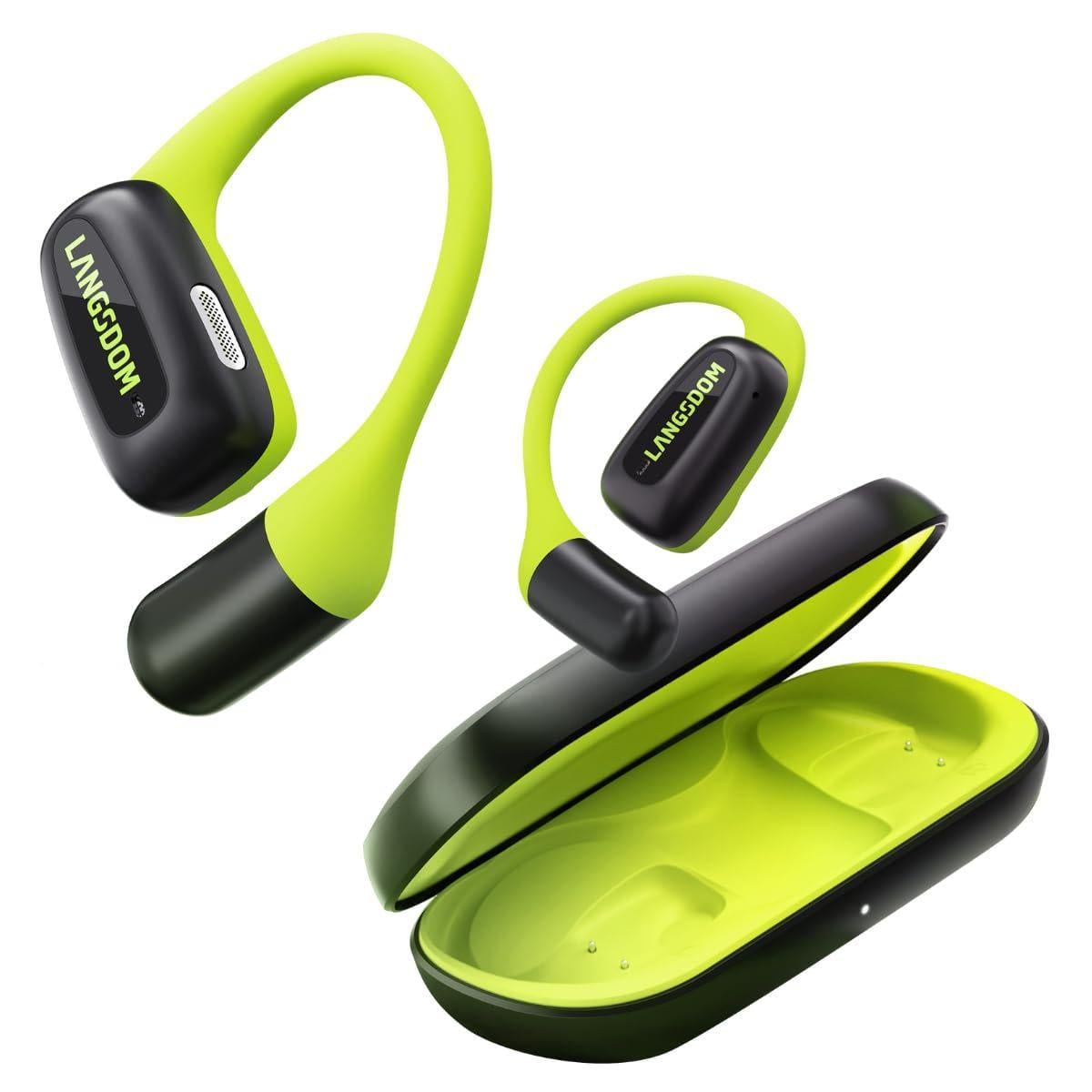 Навушники Langsdom TS-15 Open-Ear Bluetooth 5.4 шумоподавленням салатові (7894377)