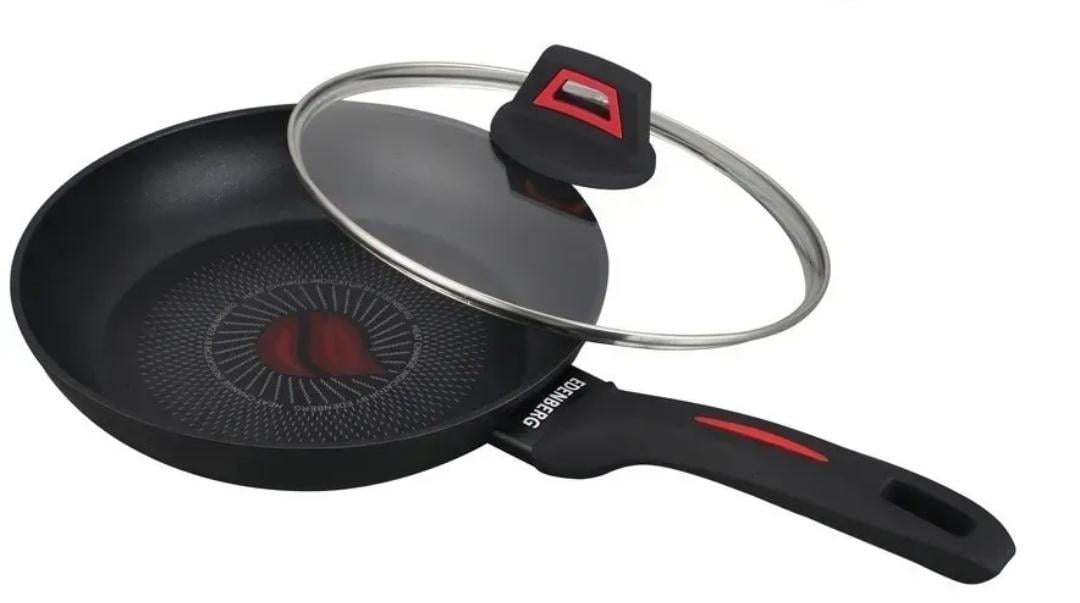 Сковорода со стеклянной крышкой Edenberg с термоиндикатором 20x4,5 см (EB-13081) - фото 2 Сковорода со стеклянной крышкой Edenberg с термоиндикатором 20x4,5 см (EB-13081) - фото 2