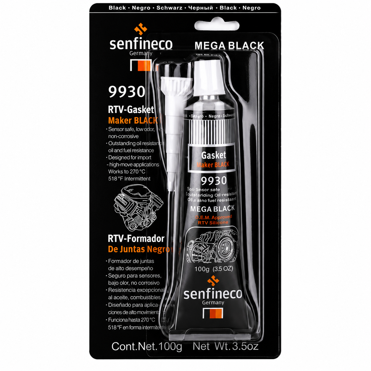 Герметик автомобильный Senfineco RTV Silicone Black силиконовый 100 г Черный (9930S)