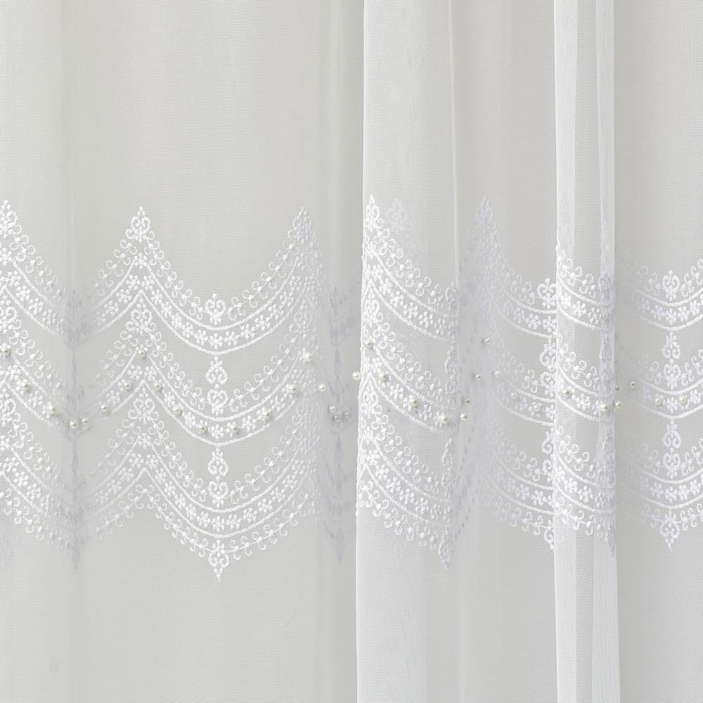 Тканина тюль фатин з вишивкою TAMA beyaz 122 гр/м2 305 см (27060) - фото 5
