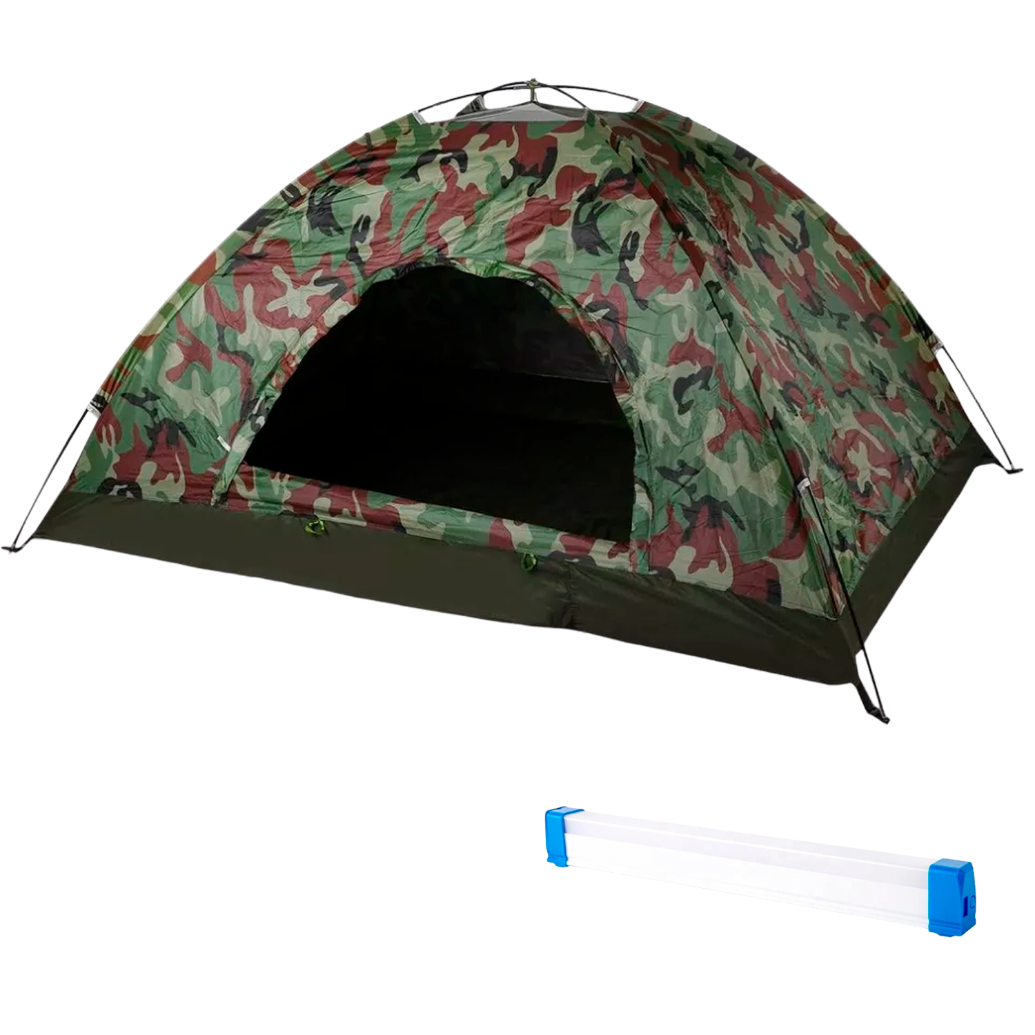 Палатка туристическая Easy Camp автоматическая с сеткой и лампа аккумуляторная Камуфляж (0778e892)