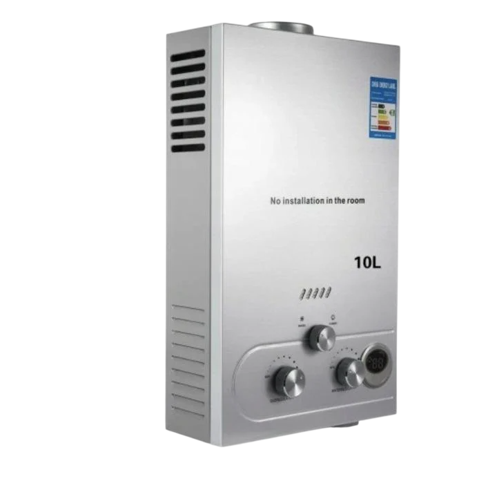 Водонагреватель/колонка газ Vevor подключение на батарейки тип D 8л/мин. цифровой дисплей нержавеющая сталь (31193369)