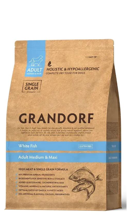 Корм сухой Grandorf White Fish&Brown Rice All Breeds для собак всех пород от 1 года и старше c белой рыбой 10 кг (5407007851027)