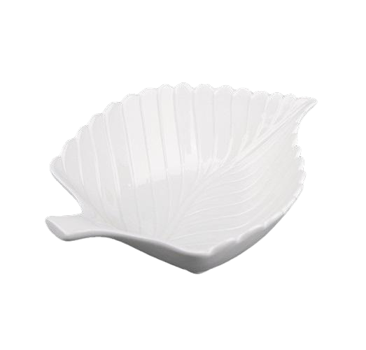 Блюдо порцелянове Stenson MC4287-9.75 листоподібна форма 25x18 см Білий (542857)