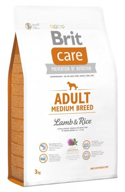 Сухий корм для середніх порід собак Brit Care Medium Breed Lamb&Rice з ягням та рисом 3 кг (1789919990)