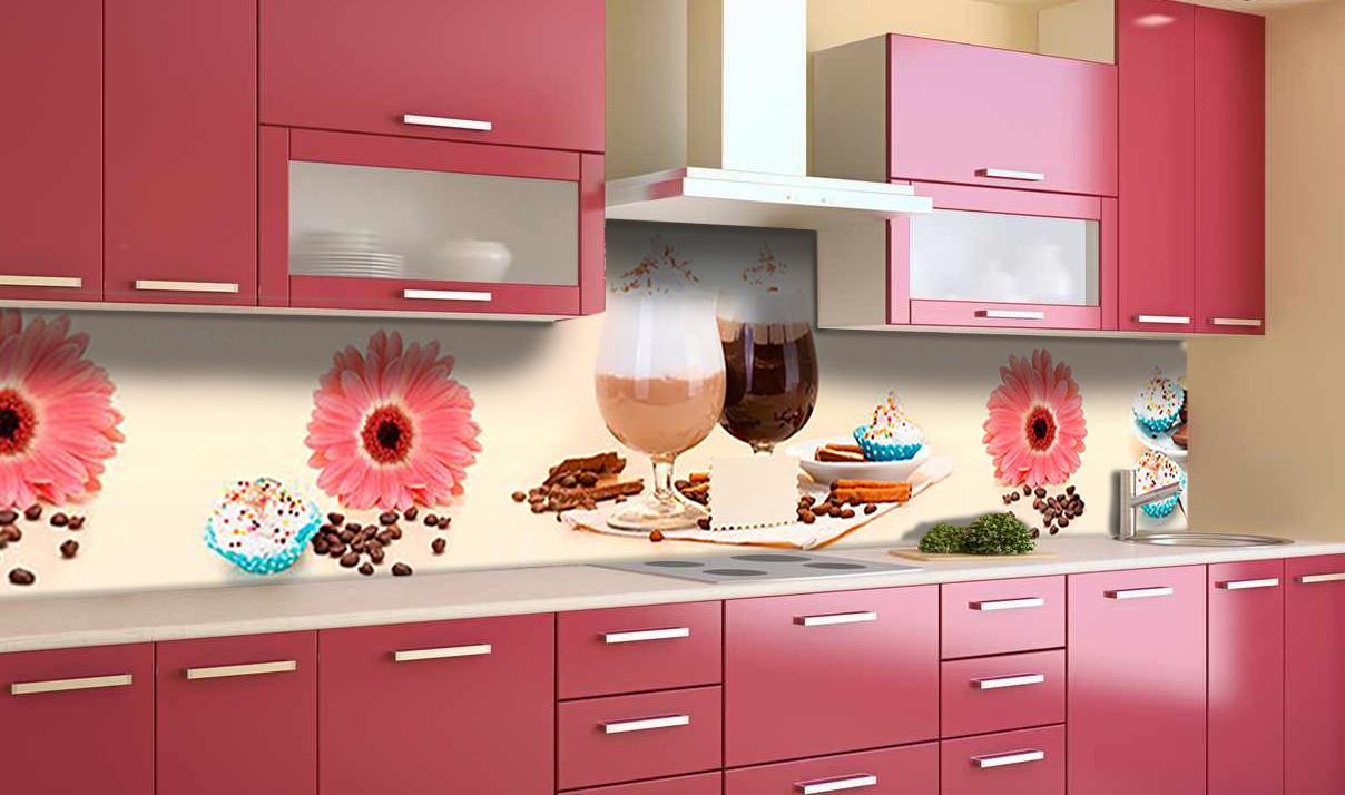 Кухонный фартук Кофе из самоклеющейся виниловой пленки 60х250 см Бежевый