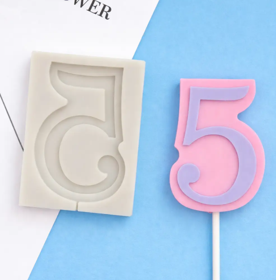 Молд силиконовый цифра 5 универсальный 91x66 мм Серый (40773)