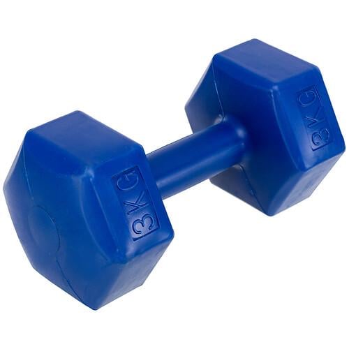 Гантель для фітнесу з покриттям PE Zelart TA-4758-3 1х3 кг 1 шт. Синій (32311830)