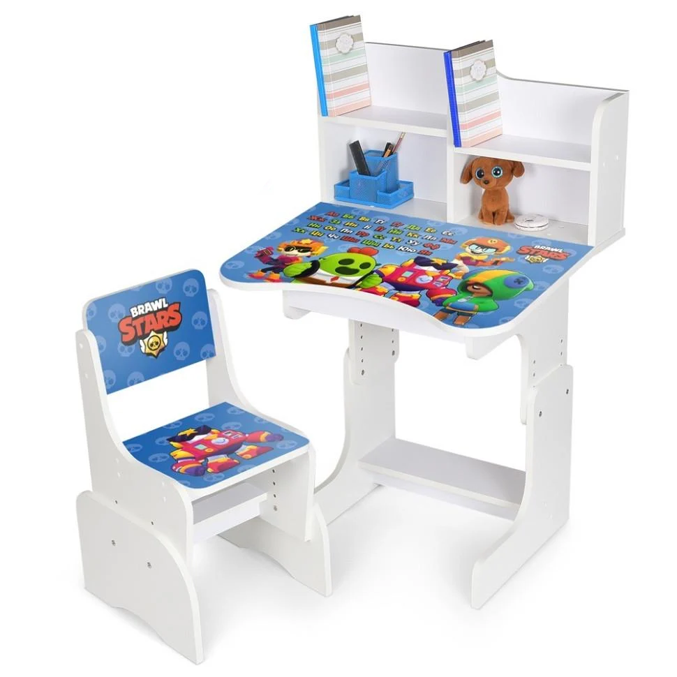 Парта-трансформер Bambi со стульчиком и надстройкой 56,5-67,5 см и ящиком с подставкой для ног Белый (KL-154-R-97)