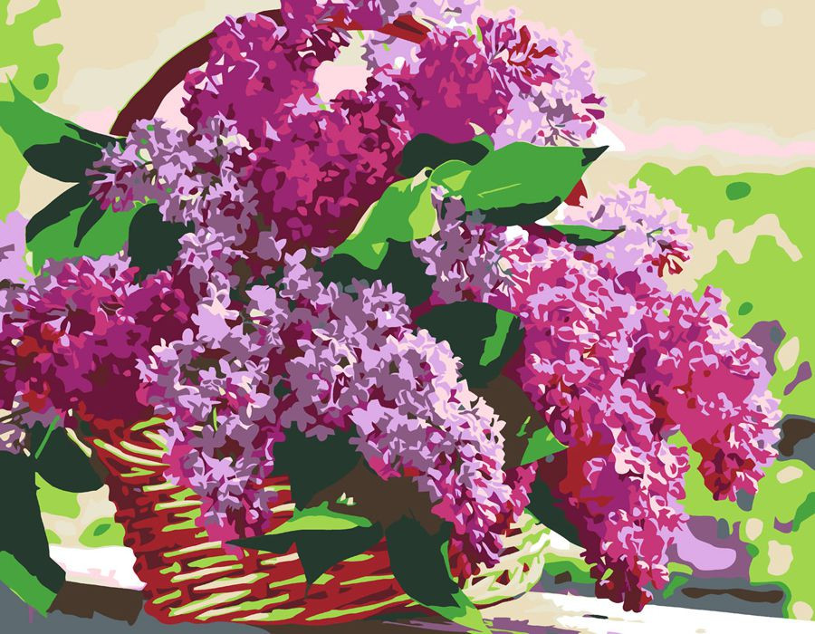 Картина по номерам Rosa Сирень в корзине 35х45 см (N00013291)