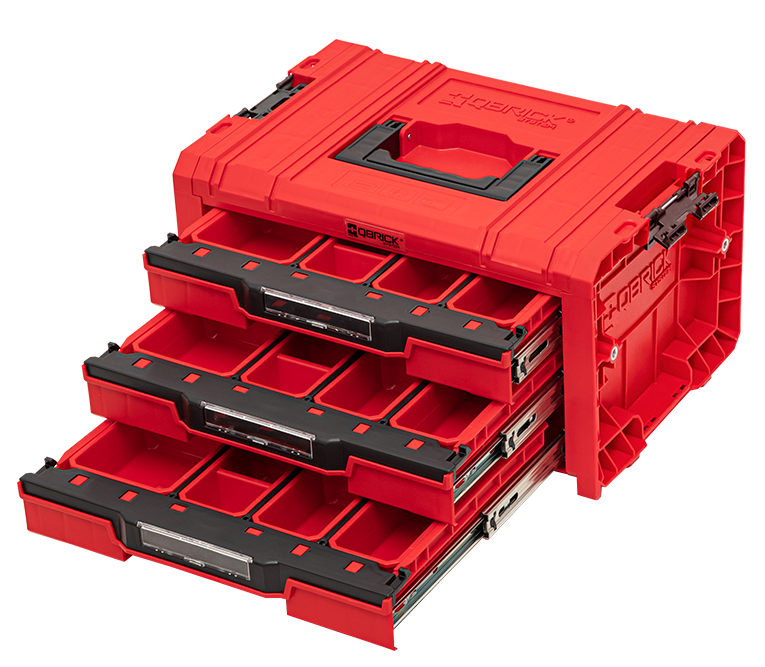 Ящик для инструмента Qbrick System PRO Drawer 3 Toolbox 2,0 Expert RED модульный с выдвижными полками 450х310х244 мм