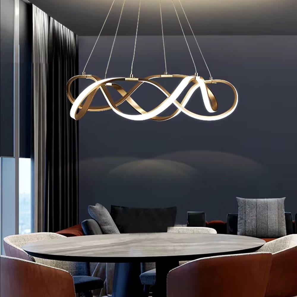 Люстра с двумя волнообразными кольцами 114W d 70 см Золотой (Y 405-700+700 GD)