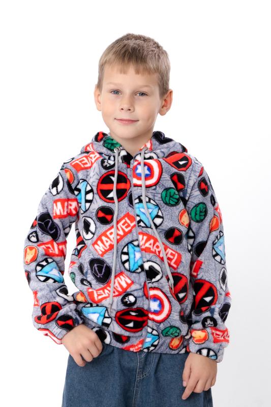 Толстовка махрова прямого крою для хлопчика на блискавці Носи Своє 128 см Графітовий (6071-035-4)