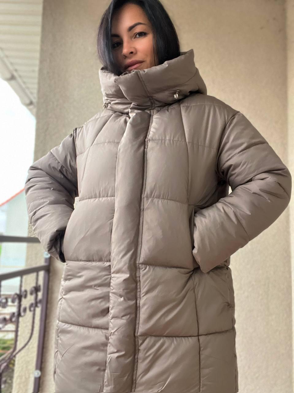 Куртка жіноча Lady Yep 9045 довга стегана з капюшоном пальто р. 46 Коричневий (3087) - фото 4 Куртка жіноча Lady Yep 9045 довга стегана з капюшоном пальто р. 46 Коричневий (3087) - фото 4