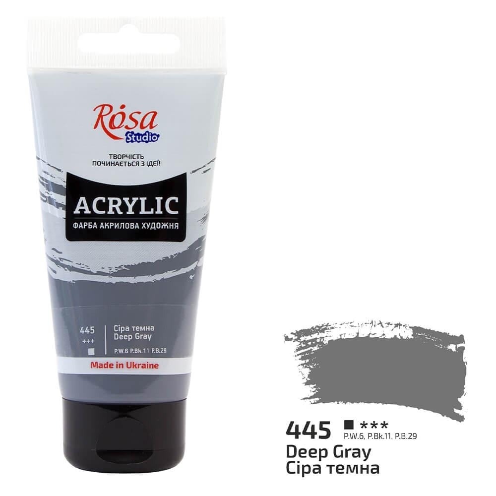 Акрилова фарба Rosa Studio 445 75 мл Сірий темний (32241445) - фото 1 Акрилова фарба Rosa Studio 445 75 мл Сірий темний (32241445) - фото 1