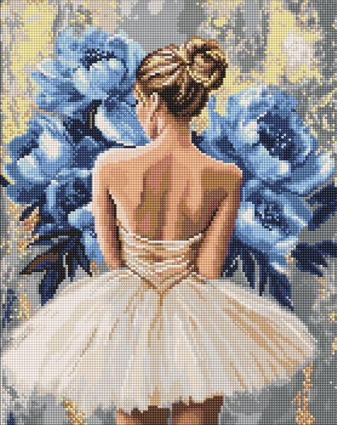 Алмазная мозаика Ideyka Балерина с голубыми пионами 40x50 см (Id-AMO8350)