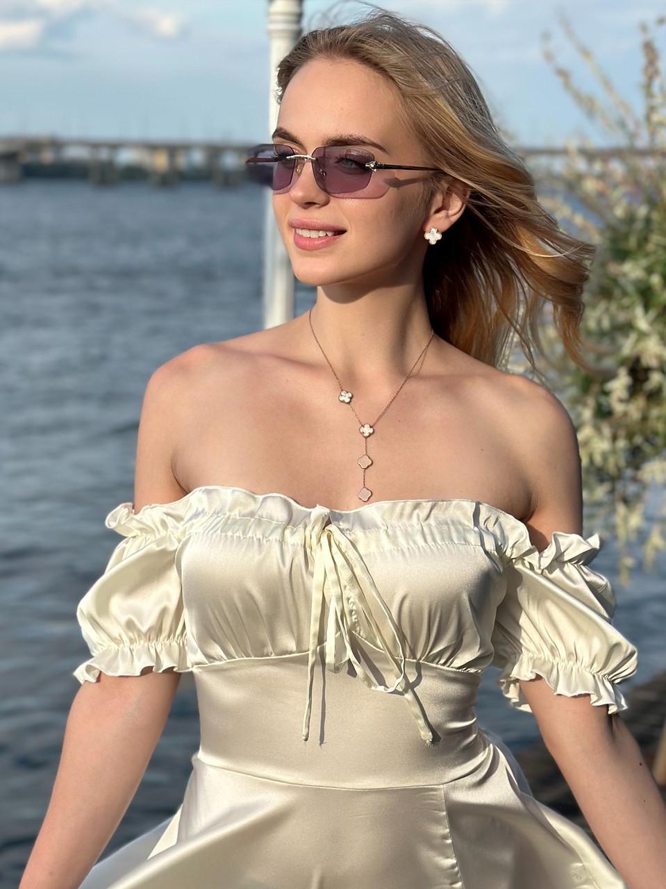 Платье женское миди Maybel из шелка Армани Шампань (2656491074) - фото 6 Платье женское миди Maybel из шелка Армани Шампань (2656491074) - фото 6