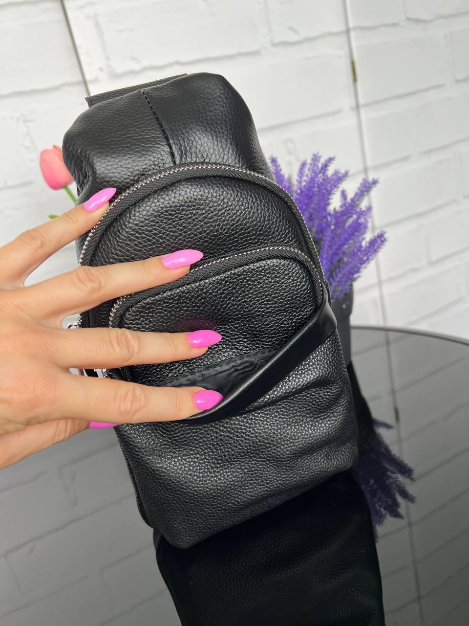 Сумка слинг кожаная мужская через плечо качественная из натуральной кожи Черный - фото 3 Сумка слинг кожаная мужская через плечо качественная из натуральной кожи Черный - фото 3