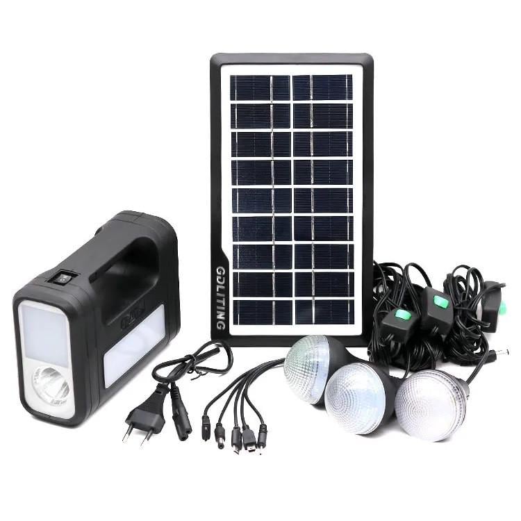 Система освещения портативная GDLite GD-8017 Фонарь/3 LED лампы/солнечная панель 4000 mAh (3_02433)