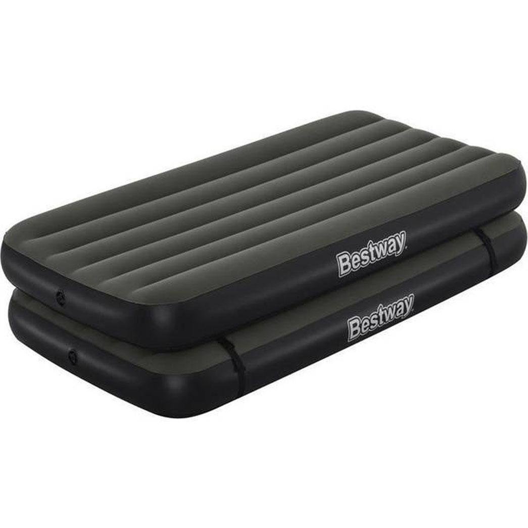 Надувной матрас двойной Bestway 67922 3в1 с технологией I-BEAM велюр из ПВХ 188x99x25 см Зеленый (34-9-67922)