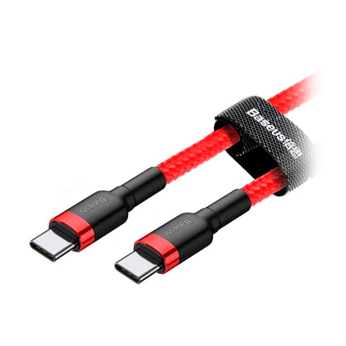 USB кабель BASEUS Type-c на Type-c Flash charge cafule PD2.0 60W 3A 1 м Red - фото 4