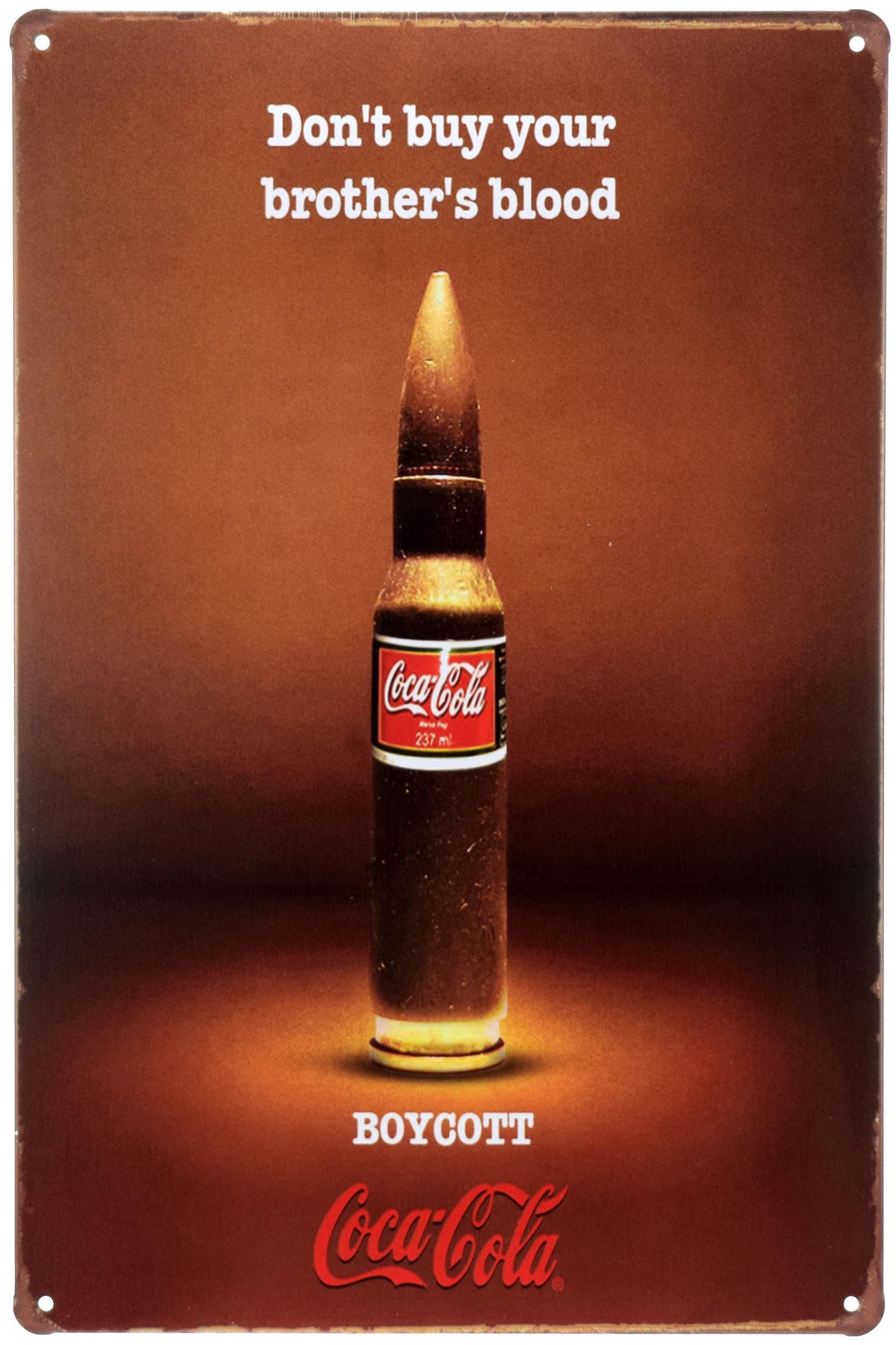 Табличка металлическая Кока-Кола Пуля/Coca-Cola 20x30 см