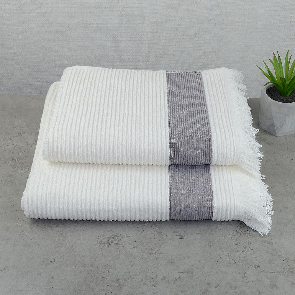Набор махровых полотенец с бахромой GM Textile 50x90/70x140 см 2 шт. Ванильный